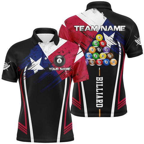Maxcorners Personalized Name Texas Billiard Jerseys Men Polo Shirts