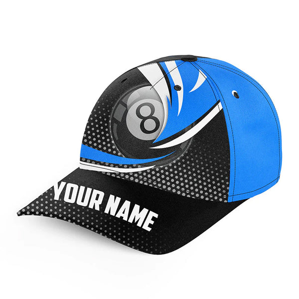 Maxcorners Billiard 8 Ball Pool Blue Personalized Name 3D Cap