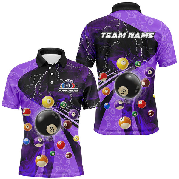 Maxcorners 3D Billiard Balls Pool Shirts Customized Purple Lightning Billiard Jerseys Shorts Sleeve