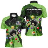 Maxcorners 3D Billiard Balls Pool Shirts Customized Green Lightning Billiard Jerseys Shorts Sleeve