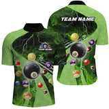 Maxcorners 3D Billiard Balls Pool Shirts Customized Green Lightning Billiard Jerseys Shorts Sleeve