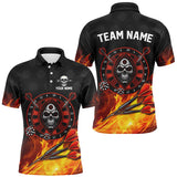 Maxcorners Personalized Skull Best Dart Board 3D Printed Darts Jerseys For Men, Flame Darts Team Shirts |Red