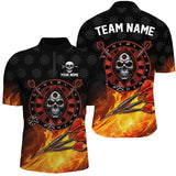 Maxcorners Personalized Skull Best Dart Board 3D Printed Darts Jerseys For Men, Flame Darts Team Shirts |Red