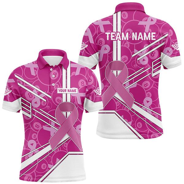 Maxcorners Pink Ribbon Breast Cancer Custom 8 Ball Pattern Billiard Shirts, Pink Billiard Team Jerseys