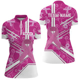 Maxcorners Pink Ribbon Breast Cancer Custom 8 Ball Pattern Billiard Shirts, Pink Billiard Team Jerseys