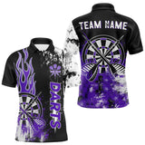 Maxcorners Personalized Purple Grunge Mens Dart Shirts Custom Dart Jerseys Team Polo & 1/4 Zip, Darts Uniform MT2510