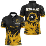 MaxCorners Billiard Yellow Black 8 Ball Pool Paint Customized Name, Team Name 3D Polo Shirt