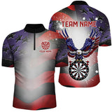 Maxcorners Personalized American Flag Eagle Darts Shirts For Men Custom Pride Patriotic Dart Jerseys |Black