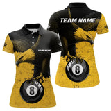 Maxcorners Personalized Yellow Black Eagle 8 Ball Pool Billiard Shirts For Men Custom Cool Billiard Jerseys