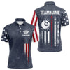 Maxcorners Grunge Navy American Flag 8 Ball Billiard Shirt For Men & Women Custom Patriotic Billiard Shirt Pool Jersey