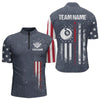 Maxcorners Grunge Navy American Flag 8 Ball Billiard Shirt For Men & Women Custom Patriotic Billiard Shirt Pool Jersey