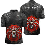 Maxcorners Personalized Grunge Spider Web 8 Ball Pool Billiard Shirts, Scary Billiard Jerseys |Red