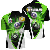 Maxcorners Personalized Billiard Tournament Shirts For Men Custom Team Name Billiard Balls Pool Jerseys |Green