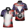 Maxcorners Glowing American Flag Eagle 8 Ball Pool Billiard Shirts For Men Custom Patriotic Billiard Jersey