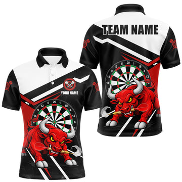 Maxcorners Personalized Bull Darts Jersey For Men Custom Darts Team Shirt Polo & Quarter Zip | Red LM2704