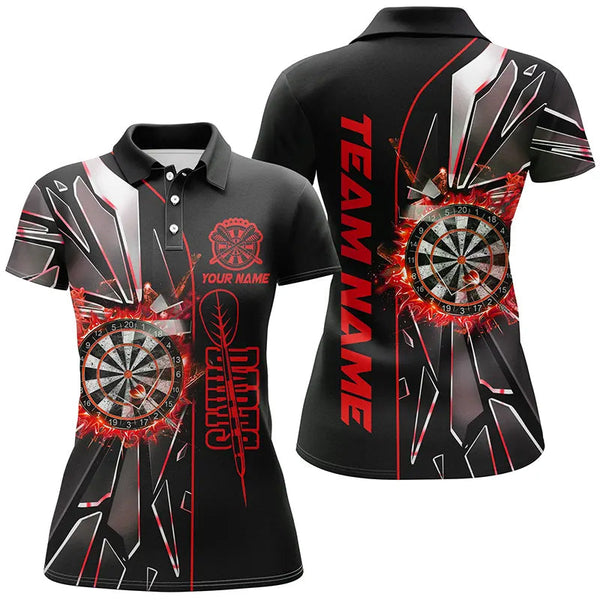 Maxcorners Darts Red Break Glass Customized Name, Team Name 3D Polo Shirt