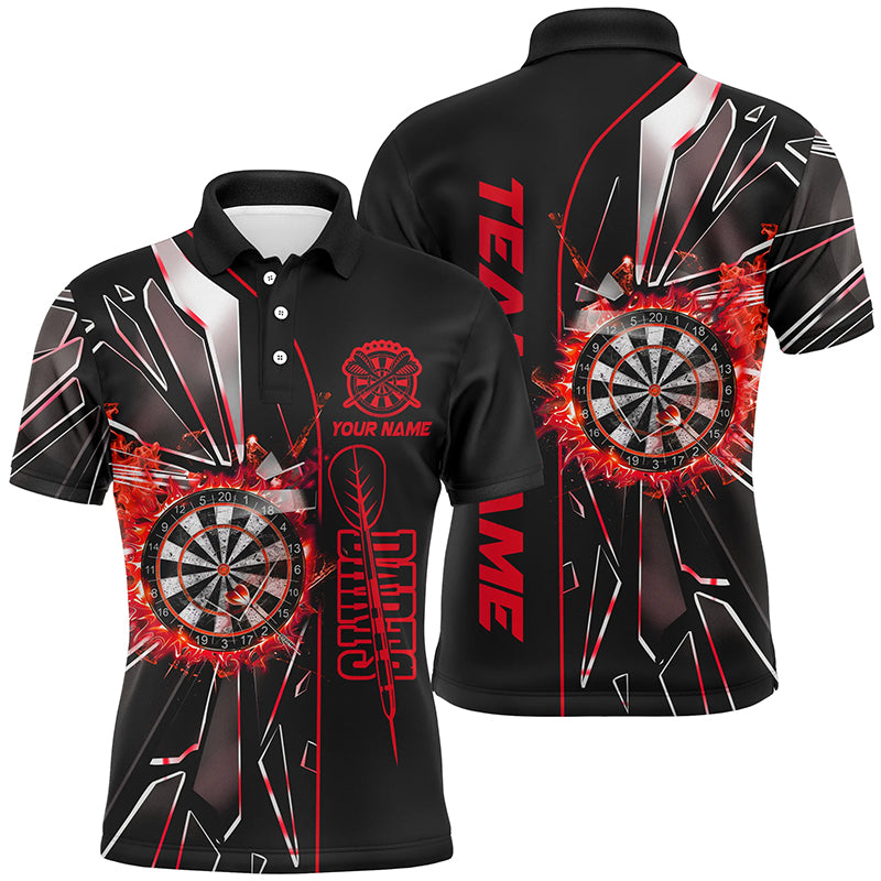 Maxcorners Darts Red Break Glass Customized Name, Team Name 3D Polo Shirt