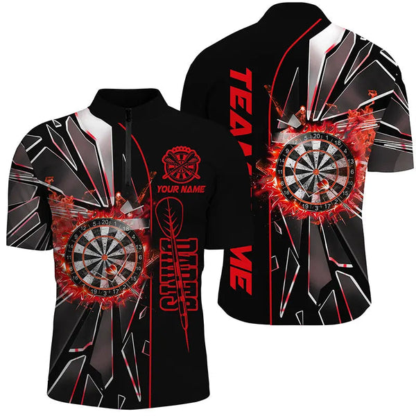 Maxcorners Darts Red Break Glass Customized Name, Team Name 3D Polo Shirt