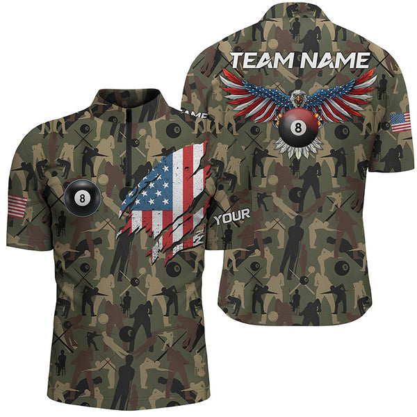 Maxcorners Usa Eagle Flag Billiard Camo Full Printed Shirts Custom Billiard Clothing