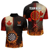Maxcorners Personalized Retro Canada Flag Flame Dartboard Darts Shirt For Men, Patriotic Canadian Dart Jersey