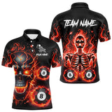 Maxcorners Personalized Magma Crack Skull Billiard Shirts Fire Flame Billiard Jerseys | Orange