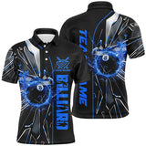 MaxCorners Billiard Blue Glass Crack 8 Ball Customized Name, Team Name 3D Polo Shirt For Men