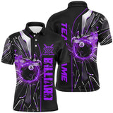 MaxCorners Billiard Purple Glass Crack 8 Ball Customized Name, Team Name 3D Polo Shirt For Men