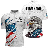 Maxcorners Billiard Grunge Eagle American Flag Customized Name, Team Name 3D Polo Shirt Unisex