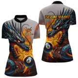 Maxcorners Personalized 8 Ball Pool Fire Flame Dragon Billiard Shirts For Men Team League Billiard Jerseys