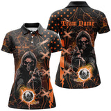 Maxcorners Orange Death Skeleton Lightning Us Flag Bowling Jersey Customized Name, Team Name 3D Shirt