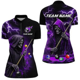 Maxcorners Purple Grim Reaper Billiard Shirts For Women Custom Thunder Lightning Team League Billiard Jerseys