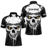 Maxcorners Personalized Black White Grunge Skull Ying And Yang Eyes Men Billiard Shirts, Funny Billiard Jersey