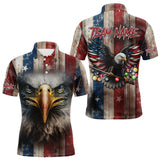 Maxcorners Patriotic Billiard Shirts For Men Custom Eagle American Flag Billiard Polo & Quarter Zip Jerseys