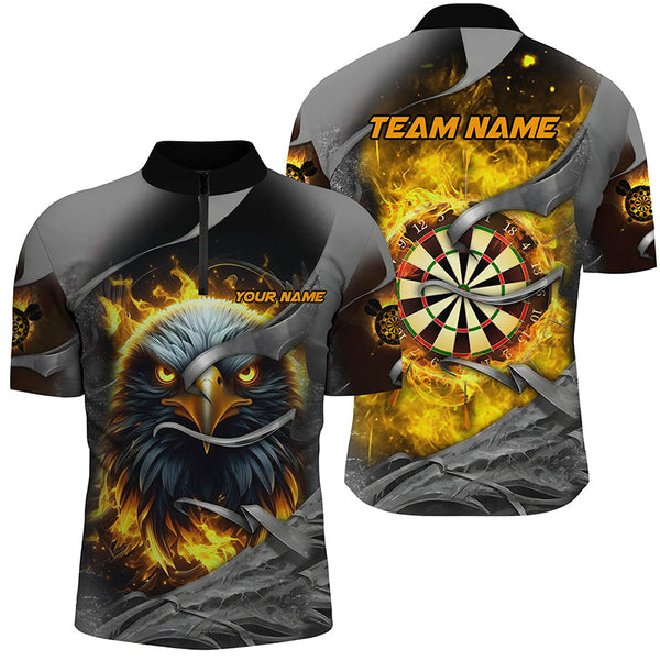 Maxcorners Darts Board Fire Custom Eagle Dart Shirts For Men, 3D Printed Dart League Team Jerseys |Yellow