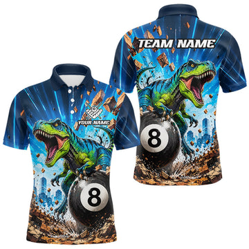 Maxcorners Personalized Dinosaur Funny 8 Ball Billiard Shirt For Men Custom Billiard Jersey, Pool Player Gift