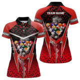 Maxcorners Personalized Red Billiard Balls Smoke Polo Shirts Custom Team Name Billiard Jerseys For Player For Men And Women