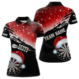 Maxcorners Black And Red Santa Darts Board Custom Christmas Dart Shirts For Women, Funny Xmas Dart Jerseys