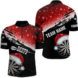 Maxcorners Black And Red Santa Darts Board Custom Christmas Dart Shirts For Men, Funny Xmas Dart Jerseys