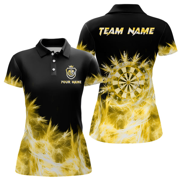 Maxcorners Icy Yellow Light Womens Darts Polo & Quarter Zip Shirts Custom Dart Shirts For Team Darts Jerseys