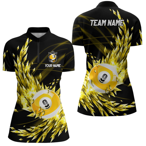 MaxCorners Billiard Yellow Frozen Ice Women Customized Name, Team Name 3D Polo Shirt For Women