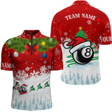 Maxcorners Funny Christmas Billiard 8 Ball Pool Polo Shirts Custom Men Christmas Shirts For Billiard Lover