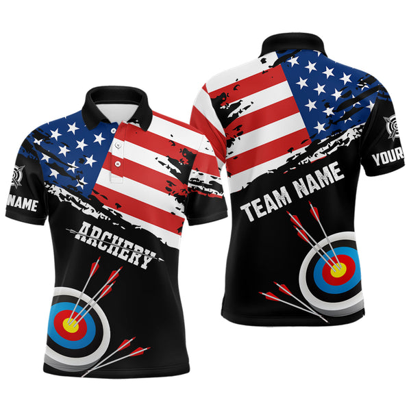 Maxcorners Personalized Grunge Usa Flag Archery Shirts For Men Custom Patriotic 4Th Of July Archery Jerseys