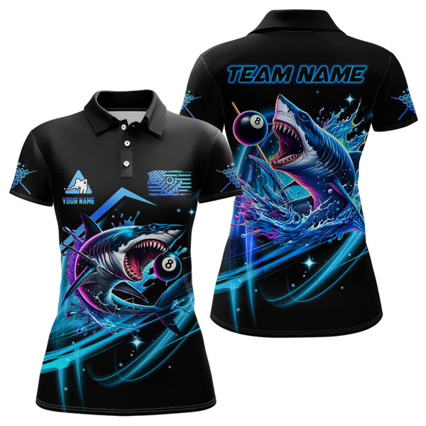 Maxcorners Blue 8 Ball Pool Billiard Shark Polo Shirts Custom Team League Billiard Jerseys