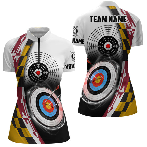 Maxcorners Personalized Maryland Flag 3D Target Archery Shirts For Men Custom Patriotic Archery Team Jerseys