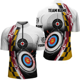 Maxcorners Personalized Maryland Flag 3D Target Archery Shirts For Men Custom Patriotic Archery Team Jerseys