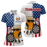Maxcorners Funny Beer American Flag Dart Shirts For Men Custom Patriotic Darts Team Jerseys Polo & 1/4 Zip MT1706