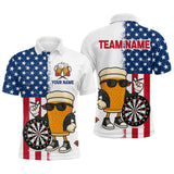 Maxcorners Funny Beer American Flag Dart Shirts For Men Custom Patriotic Darts Team Jerseys Polo & 1/4 Zip MT1706