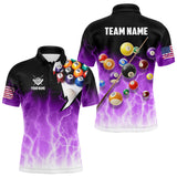 Maxcorners Purple Billiard Jersey For Men Custom Thunder Lightning 3D Pool Balls Team Jersey Polo & 1/4 Zip MT0708