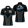 Maxcorners Personalized 8 Ball & 9 Ball Pool Billiard Polo, 1/4 Zip For Men And Women Custom Team Billiard Jerseys |Blue