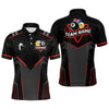 Maxcorners Personalized Billiard 8 Ball & 9 Ball Pool Polo, 1/4 Zip For Men Custom Team Billiard Jerseys |Red LM0210
